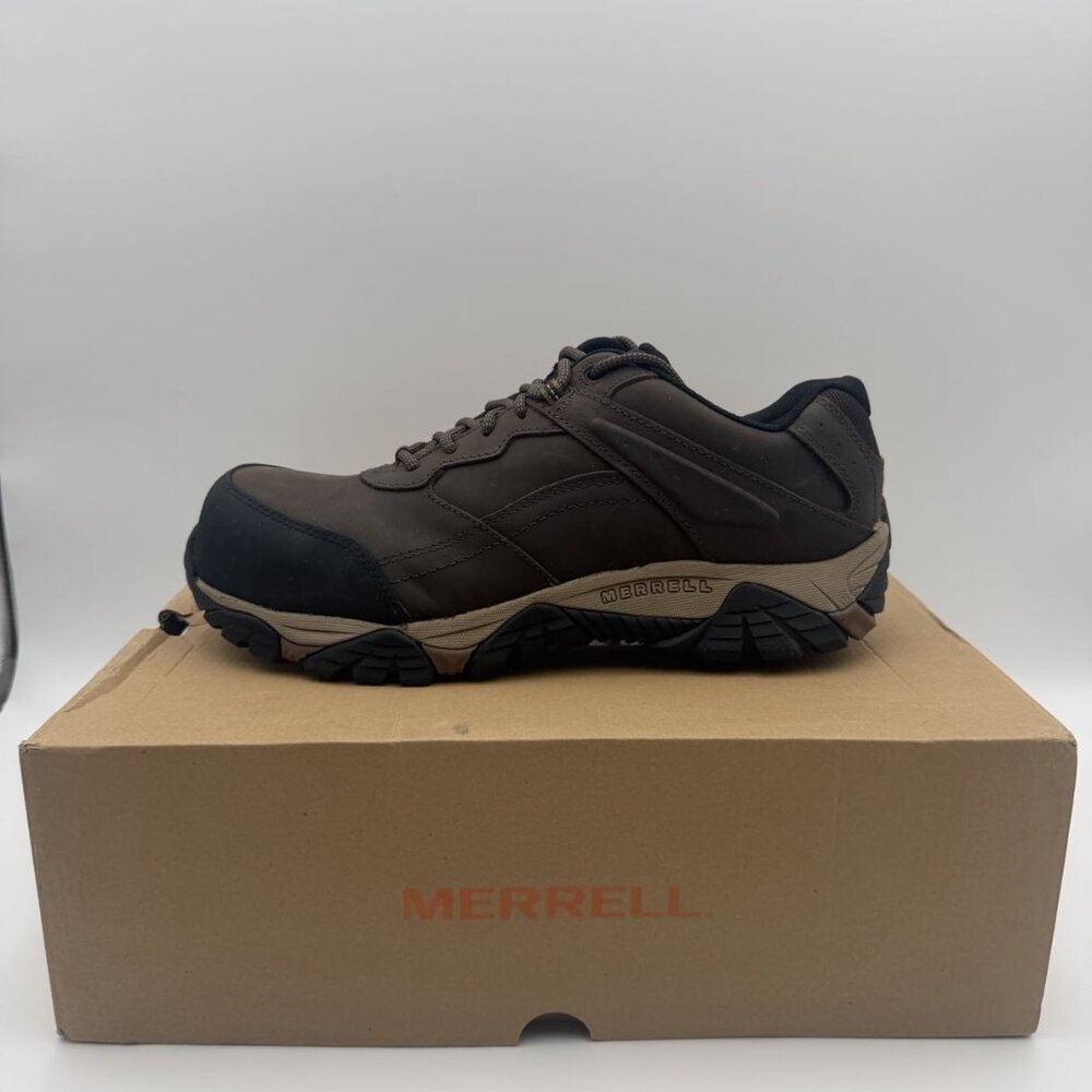 Merrell Moab Adventure CF Toe Work Shoe Toffee Brown Mens 12 J004637 Oil Resist